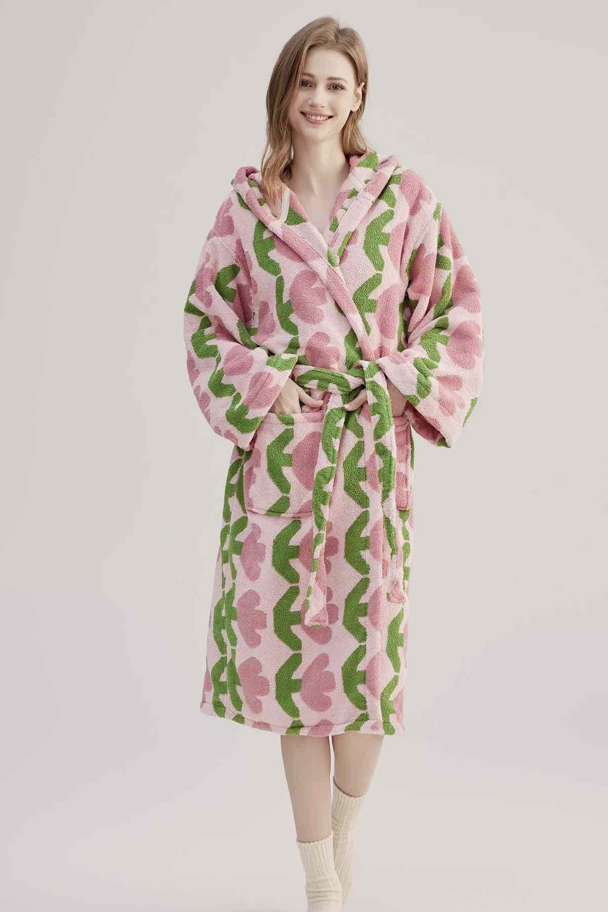 Whimsical Tulip Hooded Bath Robe - 100% Organic Long-stapled Cotton - Memoriex 