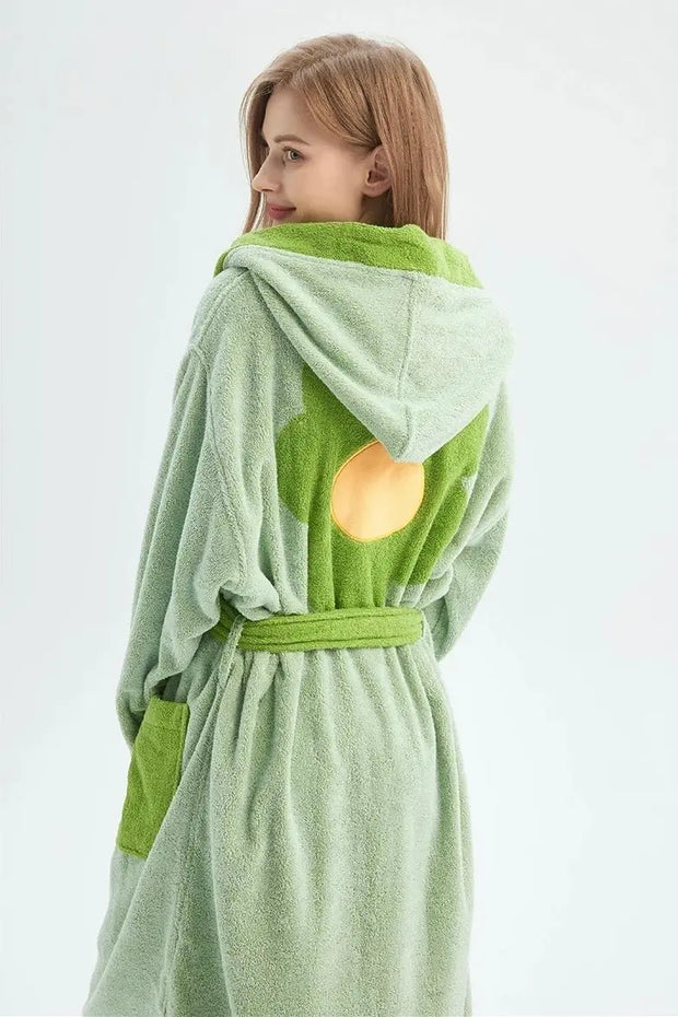 Whimsical Ultra Soft Sunflower Hooded Bathrobe - 100% Organic Long-stapled Cotton - Memoriex 