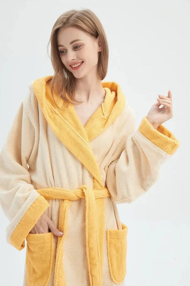 Whimsical Ultra Soft Sunflower Hooded Bathrobe - 100% Organic Long-stapled Cotton - Memoriex 
