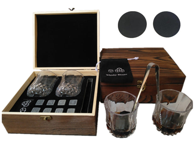 Whisky Stone Whisky Stones Glass Wooden Gift Box - Memoriex 