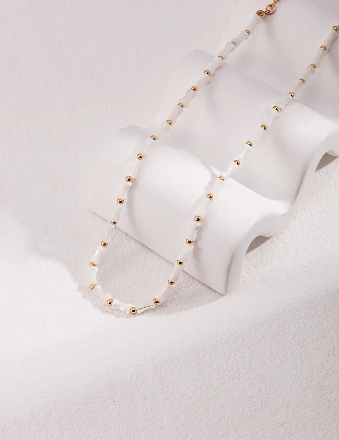 White Bamboo Choker Necklace-1