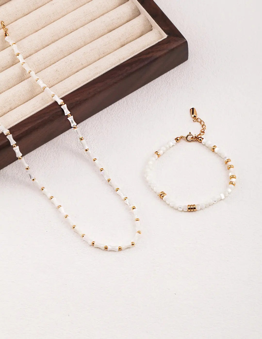 White Bamboo Choker Necklace-2