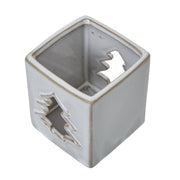 White Ceramic Tree Cut-Out Square Tealight Holder - Memoriex 