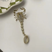 White Metal Scorpion Chain Ring Female Hip-Hop Punk Ins Exaggerated Elastic Unique Index Finger Ring - Memoriex 