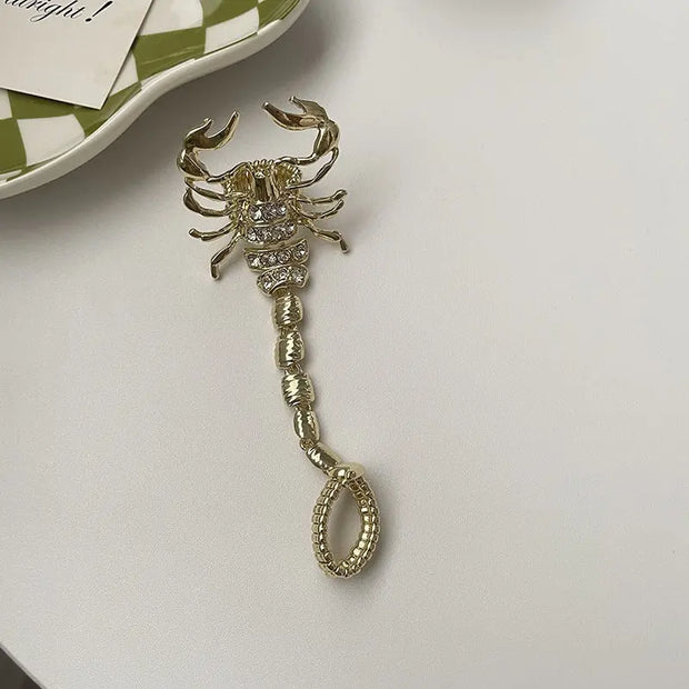 White Metal Scorpion Chain Ring Female Hip-Hop Punk Ins Exaggerated Elastic Unique Index Finger Ring - Memoriex 