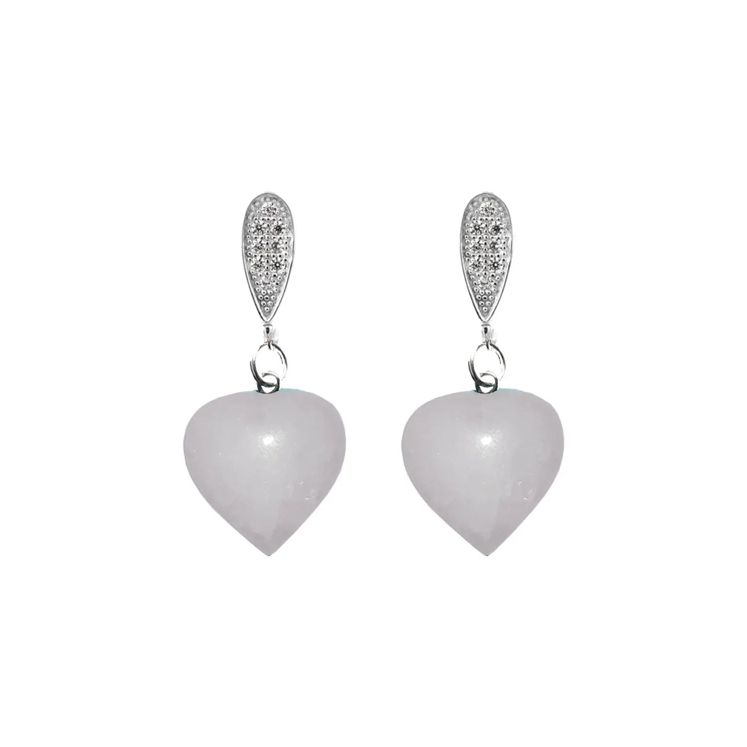 White Quartz Stud Earrings-0