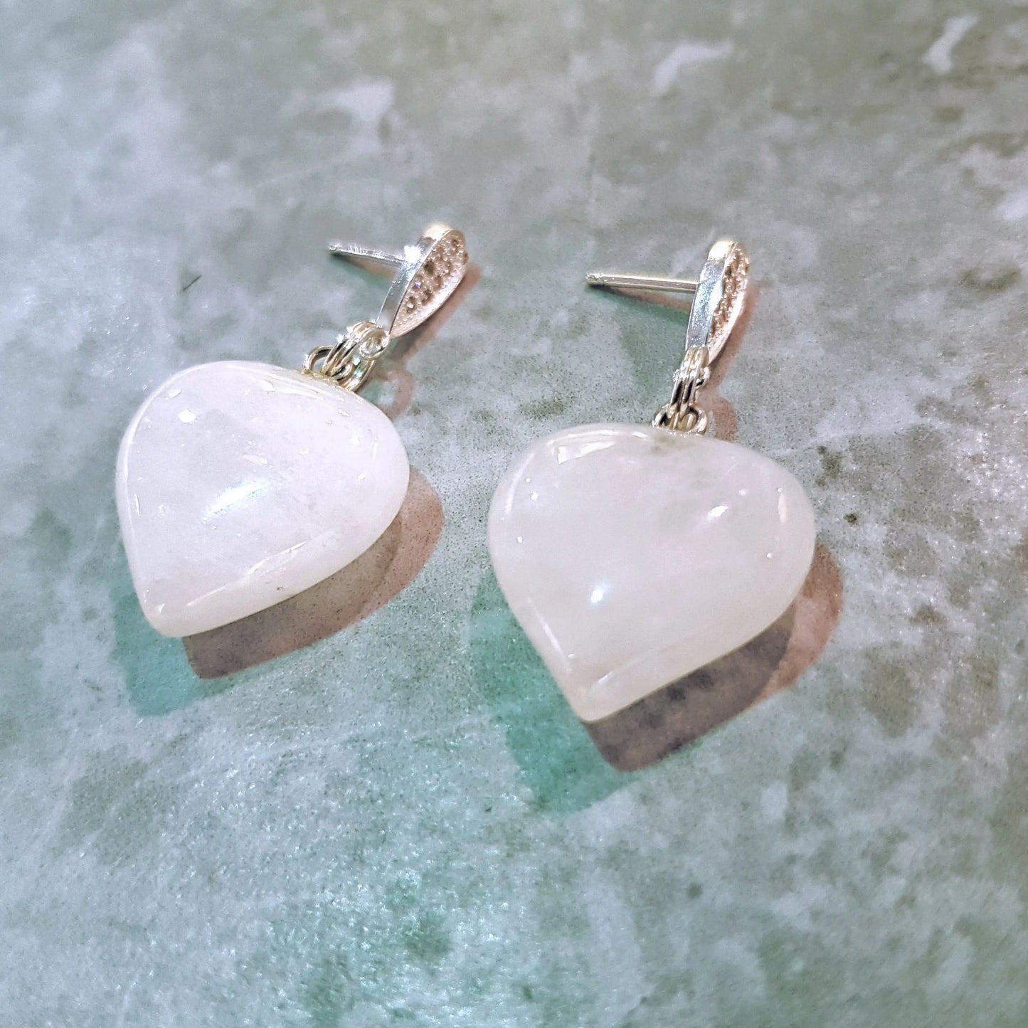 White Quartz Stud Earrings-2