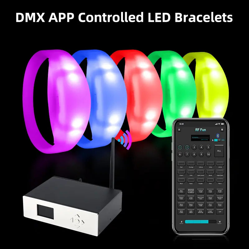 Wholesale APP Control LED Bracelets for Quinceañeras Weeding Birthday Parties(500 PCS + 1 BLE DMX Transmitter)-2