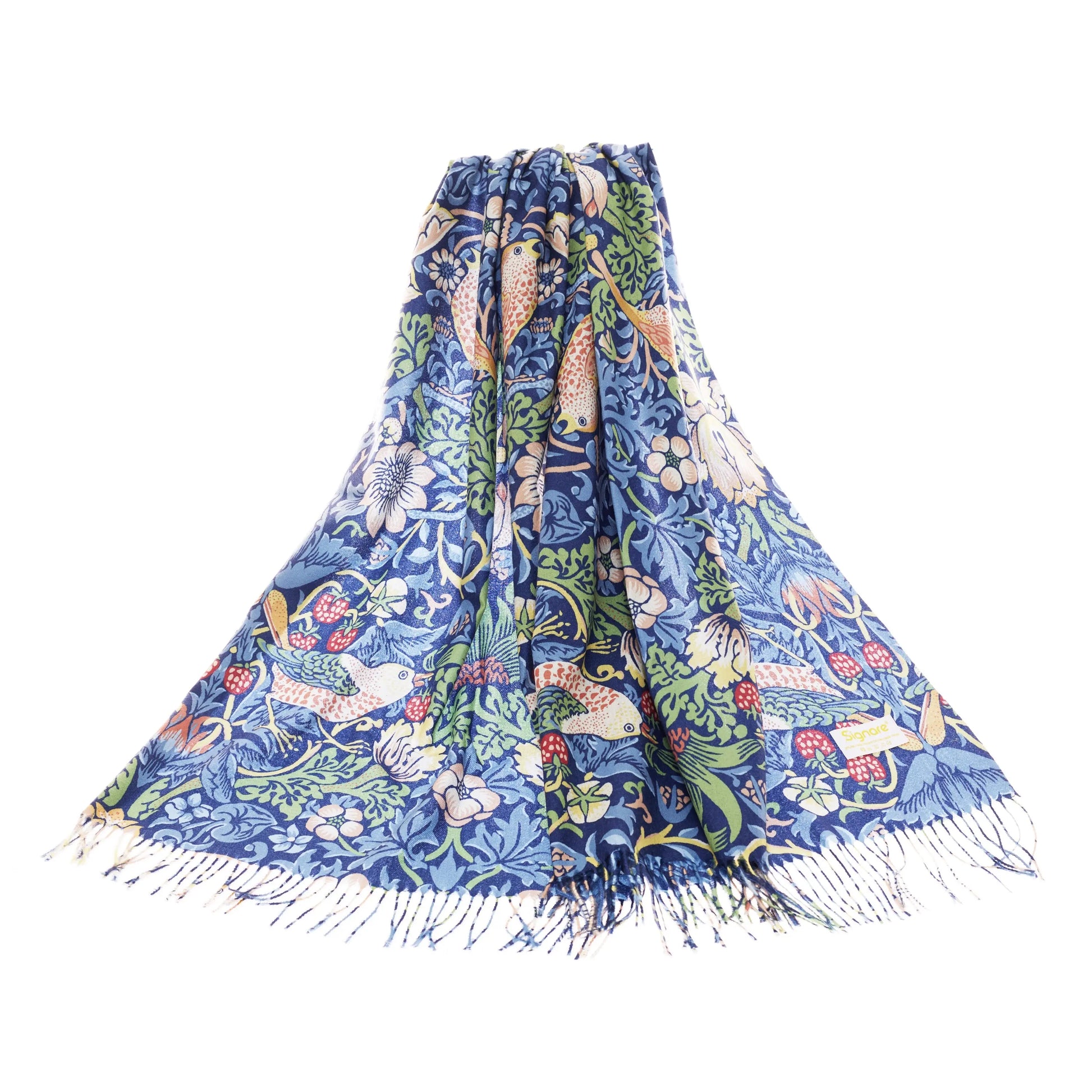 William Morris Strawberry Thief Blue - Art Pashmina-0