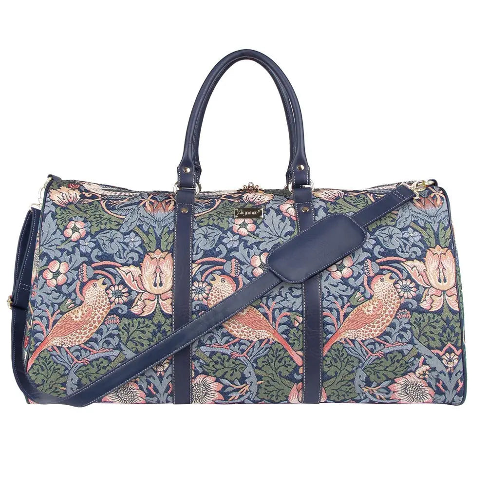 William Morris Strawberry Thief Blue - Big Holdall Bag-3