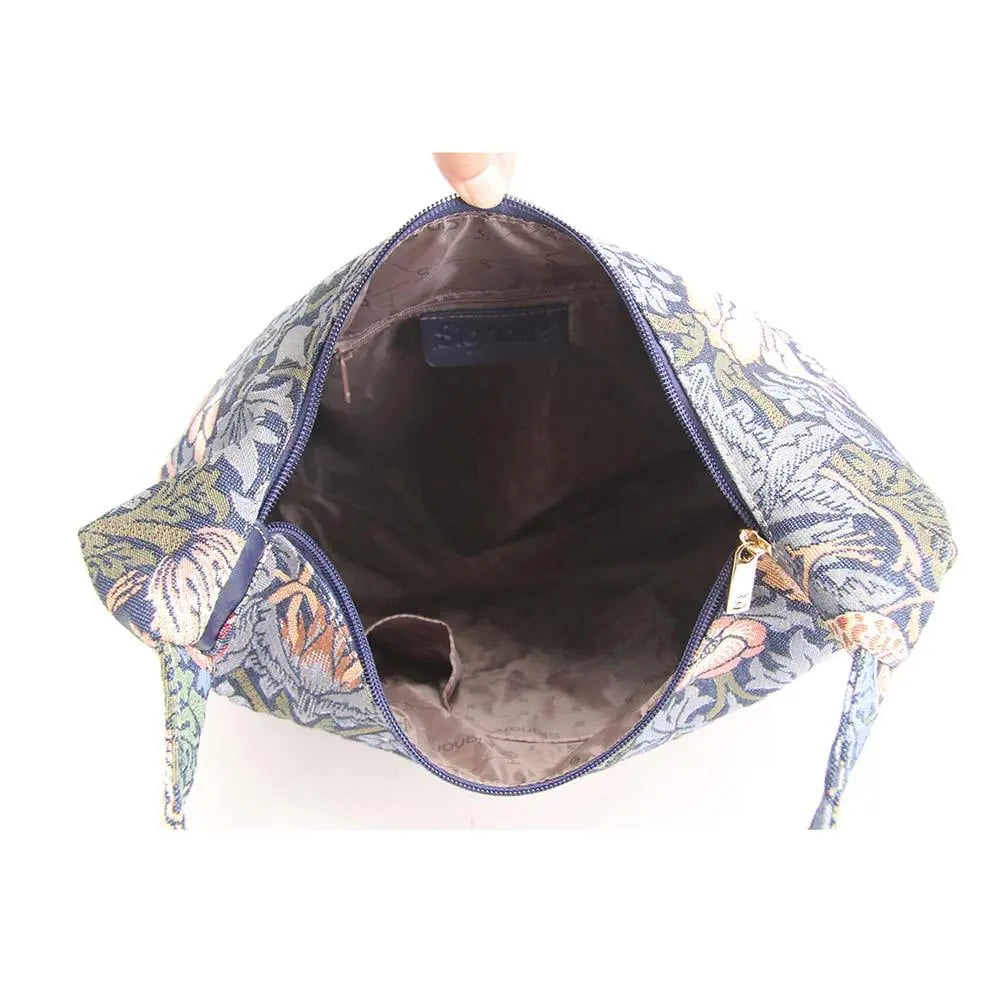 William Morris Strawberry Thief Blue - Hobo Bag-5