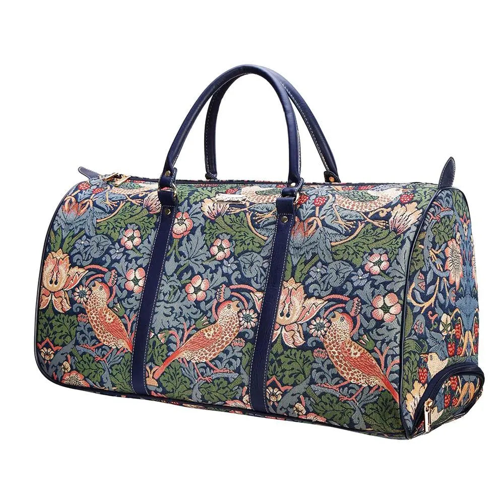 William Morris Strawberry Thief Blue - Pull Holdall-2