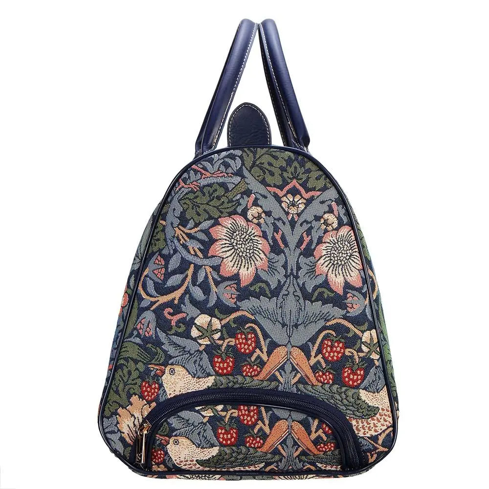 William Morris Strawberry Thief Blue - Pull Holdall-3