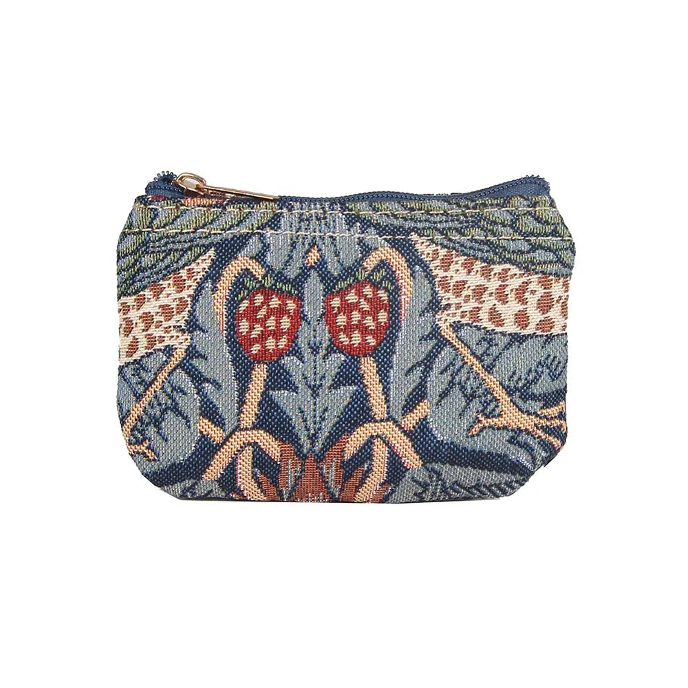 William Morris Strawberry Thief Blue - Zip Coin Purse-0