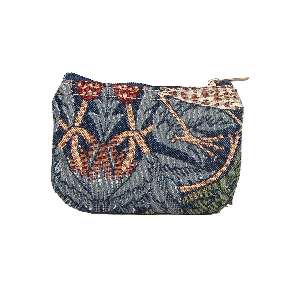 William Morris Strawberry Thief Blue - Zip Coin Purse-2