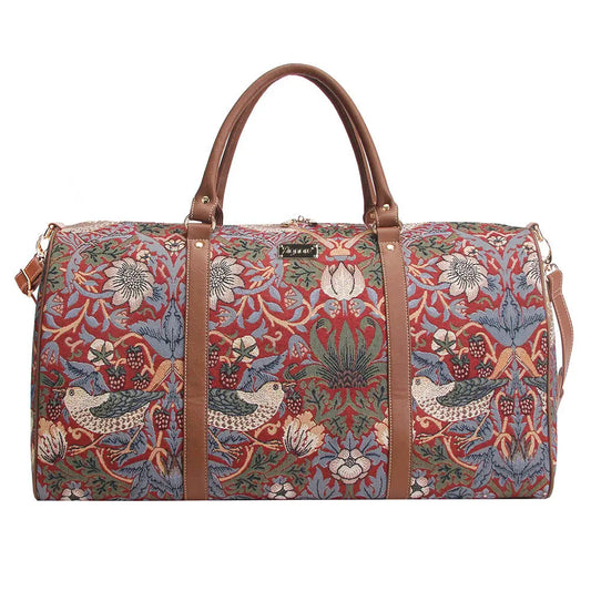 William Morris Strawberry Thief Red - Big Holdall Bag-0