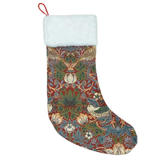 William Morris Strawberry Thief Red - Christmas Stocking-0