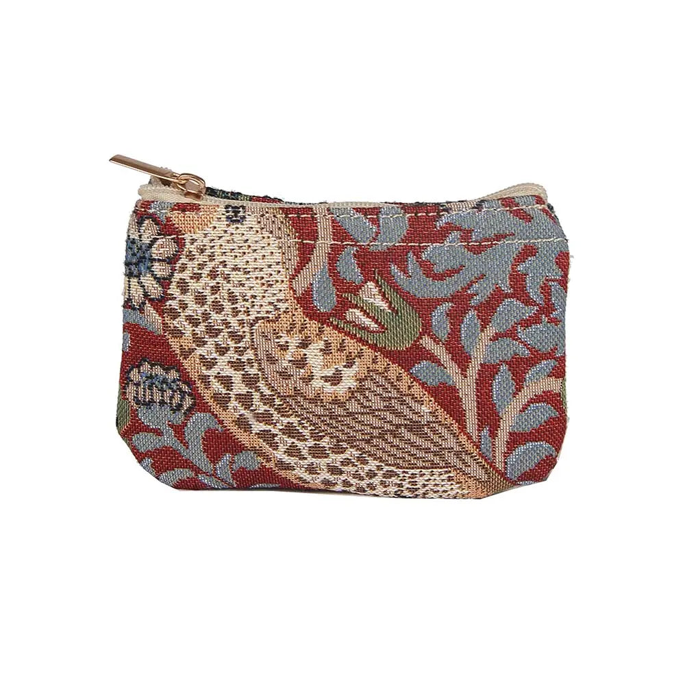 William Morris Strawberry Thief Red - Zip Coin Purse-0