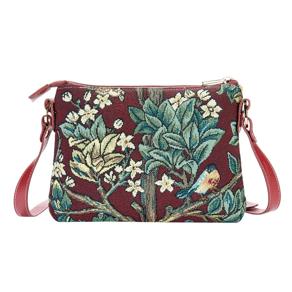 William Morris Tree of Life Red - Cross Body Bag-0