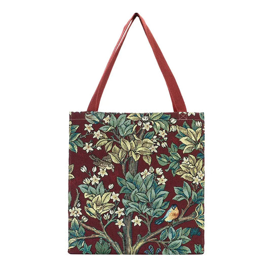 William Morris Tree of Life Red - Gusset Bag-0