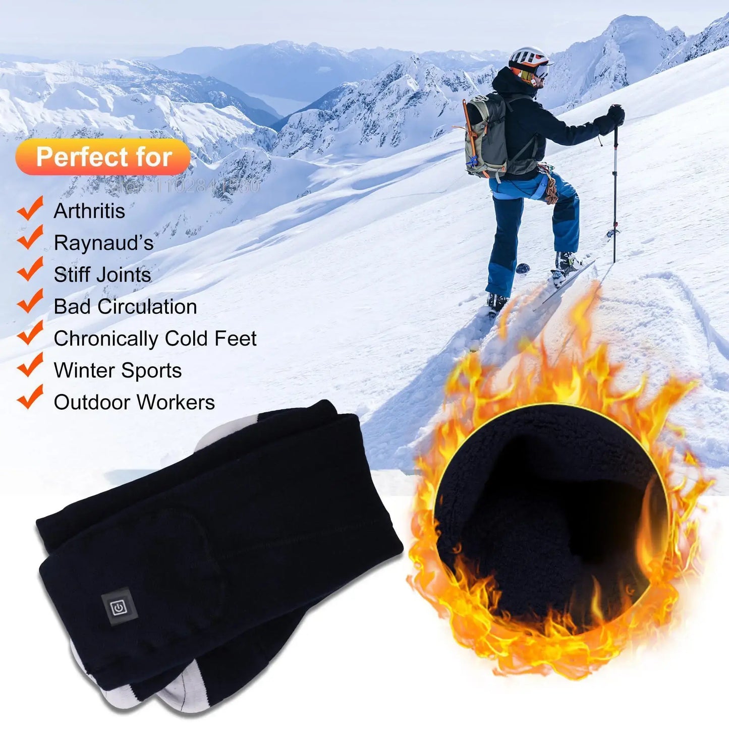 Winter Electric Heating Socks With Battery Box Rechargeable Anti-Cold Men Thermal Heated Foot Warmer Outdoor Camping Ski Sports - Memoriex 