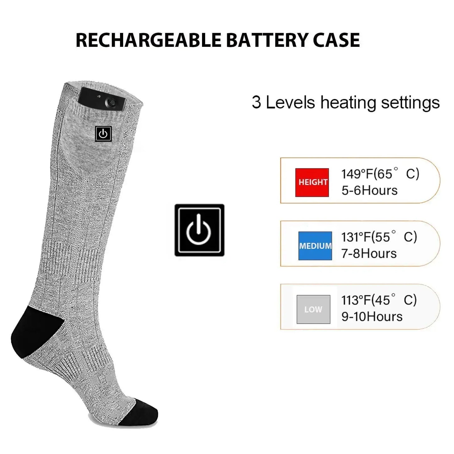 Winter Electric Heating Socks With Battery Box Rechargeable Anti-Cold Men Thermal Heated Foot Warmer Outdoor Camping Ski Sports - Memoriex 