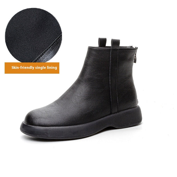 Winter Fleece-lined Flat Ankle Boots Women - Memoriex 