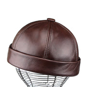 Winter Leather Warm No-brimmed Melon Hat Old Man Hat - Memoriex 