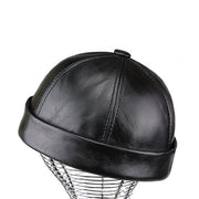 Winter Leather Warm No-brimmed Melon Hat Old Man Hat - Memoriex 