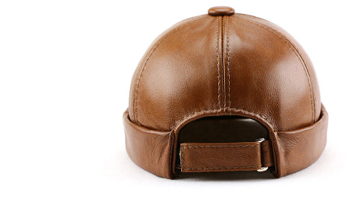 Winter Leather Warm No-brimmed Melon Hat Old Man Hat - Memoriex 