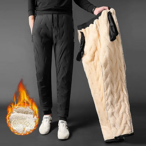 Winter Men Lambswool Sweatpants Casual Fleece Warml Thicken Joggers Pants Water Proof Black Gray Male Thermal Trousers 7XL - Memoriex 