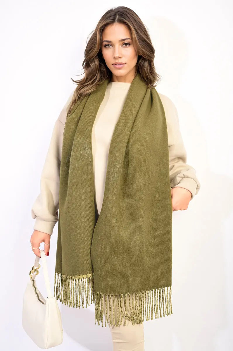 Winter Oversized Scarf with Tassel - Memoriex 