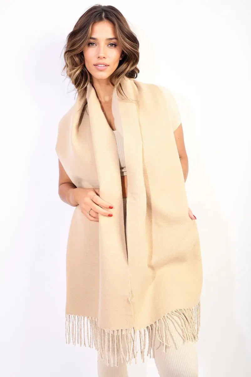 Winter Oversized Scarf with Tassel - Memoriex 