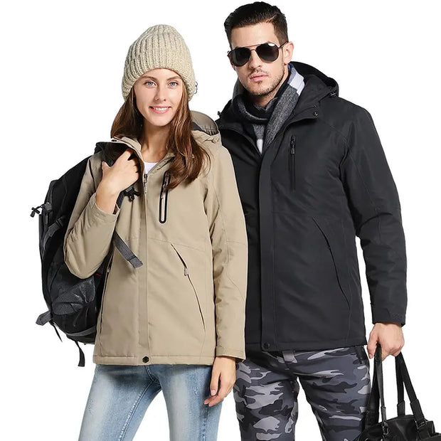 Winter USB Infrared Heating Cotton Men Women Jacket Outdoor Camping Windproof Windbreaker Hiking Climbing Fleece Coat - Memoriex 