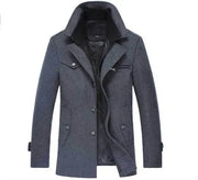 Winter Wool Coat Slim Fit Jackets Men Casual Outerwear - Memoriex 