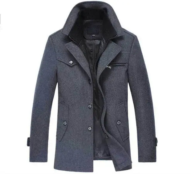 Winter Wool Coat Slim Fit Jackets Men Casual Outerwear - Memoriex 