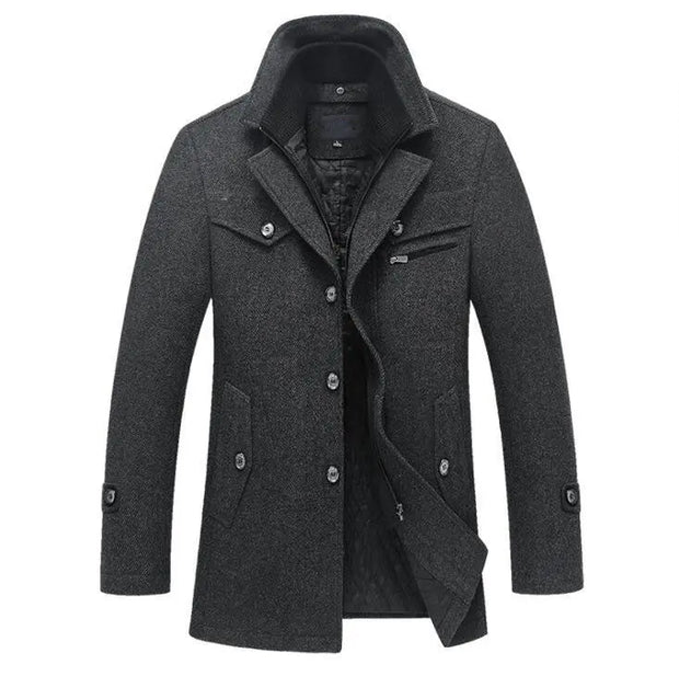 Winter Wool Coat Slim Fit Jackets Men Casual Outerwear - Memoriex 
