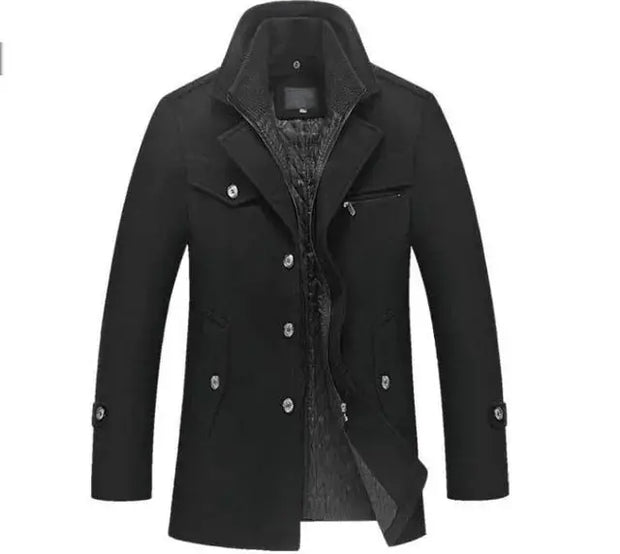 Winter Wool Coat Slim Fit Jackets Men Casual Outerwear - Memoriex 