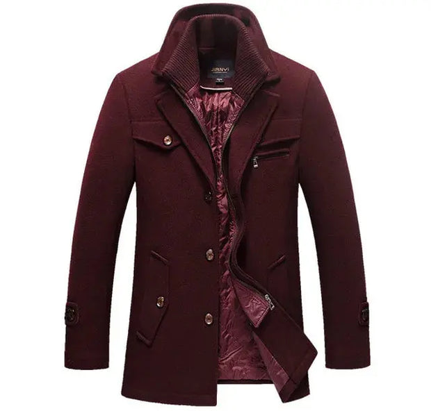 Winter Wool Coat Slim Fit Jackets Men Casual Outerwear - Memoriex 