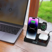 Wireless charging four in one folding clock charging dock suitable for wireless charging of Apple 14 mobile phones and watches - Memoriex 