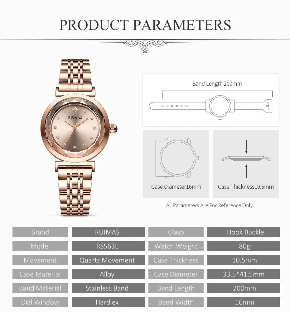 RUIMAS Women Bracelet Watches Brand Luxury Quartz Watch Fashion Casual Business Female Wristwatch Dress Clock Montre Homme 563-1