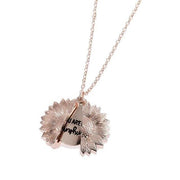 Women Necklace Custom You Are My Sunshine Open Locket Sunflower Double-layer Lettering Necklace Short Clavicle Chain - Memoriex 