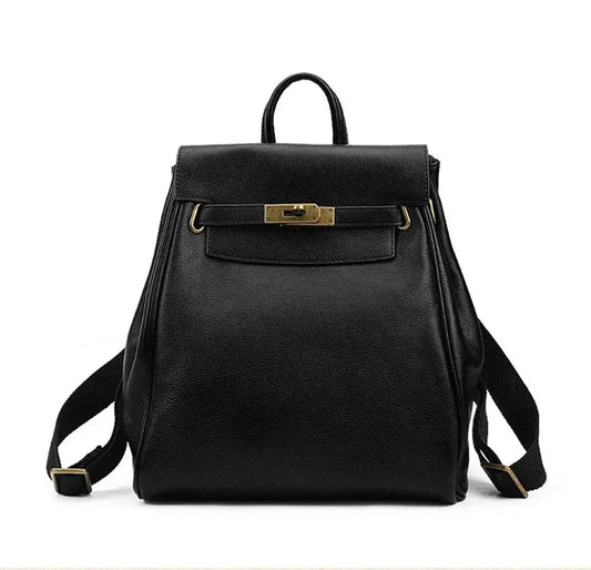 Women's Leather Padlock Backpack-0