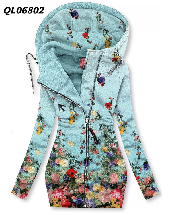 Women's Long-sleeved Zip Hoodie - Memoriex 