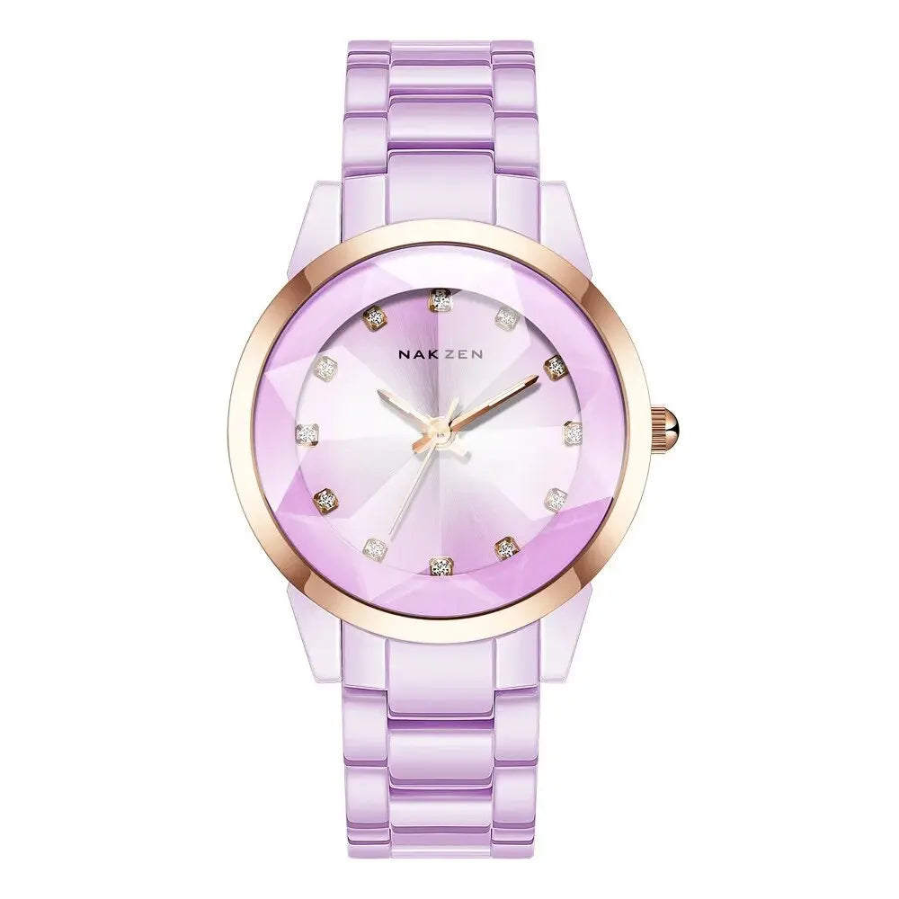 NAKZEN Women Quartz Watches Fashion Ladies Bracelet Colorful Ceramic Watch Diamond luminous Dress Female Clock Reloj Mujer-6