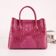 Womens Genuine Crocodile Leather Top Handle Satchel Handbag Peach 32cm-0