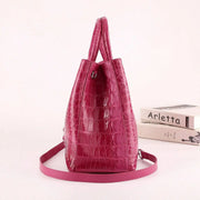 Womens Genuine Crocodile Leather Top Handle Satchel Handbag Peach 32cm-4
