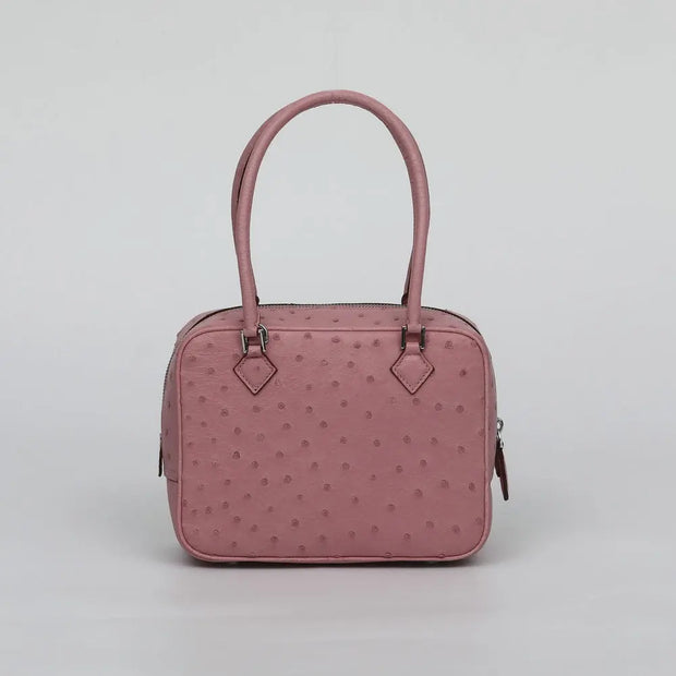 Womens Genuine Ostrich Skin Leathe Top Handle Bag-2