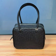 Womens Genuine Ostrich Skin Leathe Top Handle Bag-5