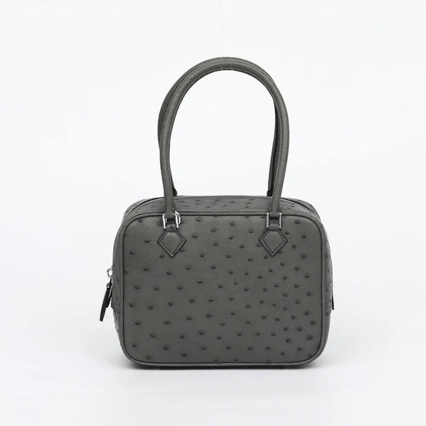 Womens Genuine Ostrich Skin Leathe Top Handle Bag-7